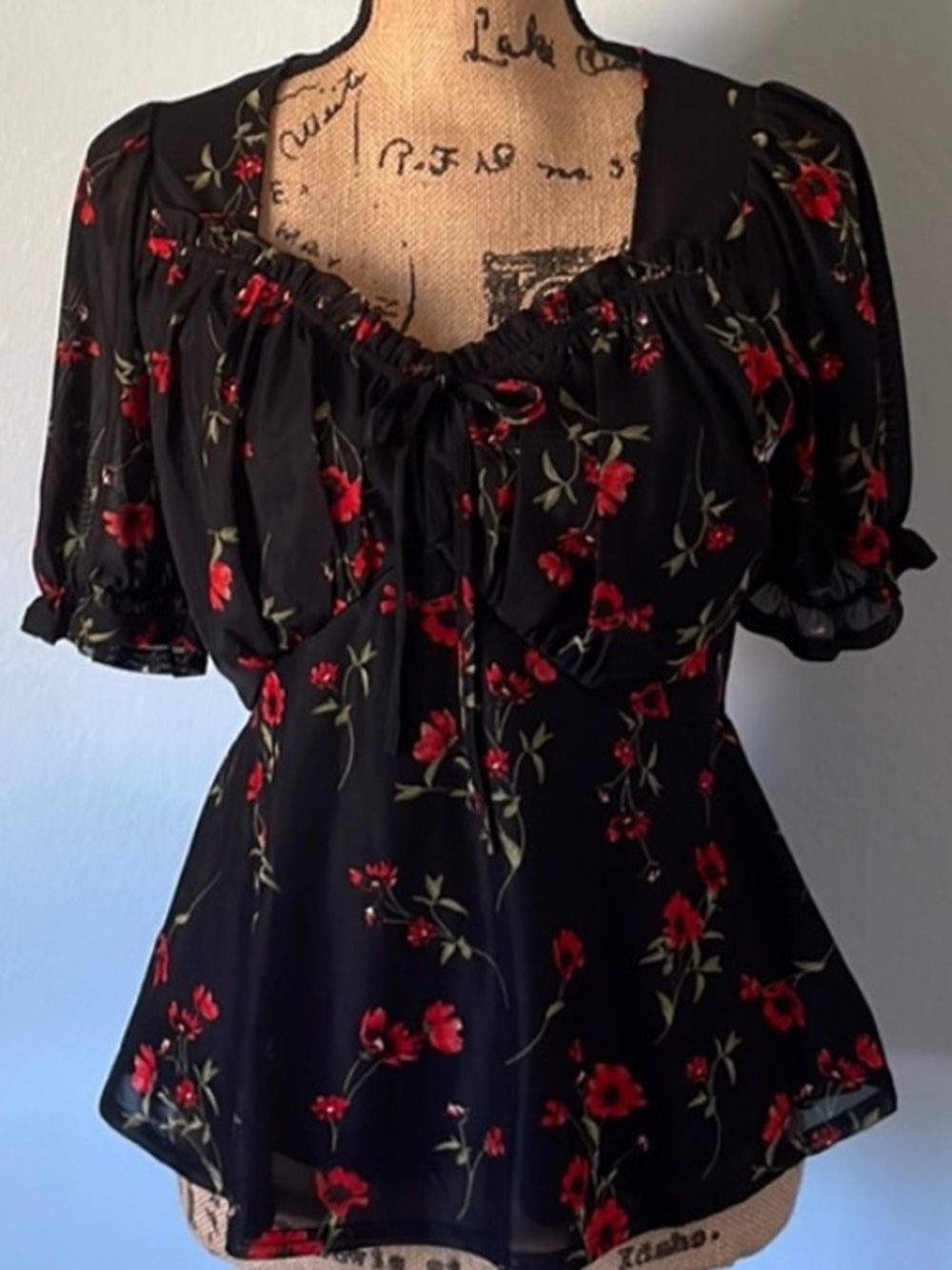 Ember Milkmaid Floral Puff Sleeve Top